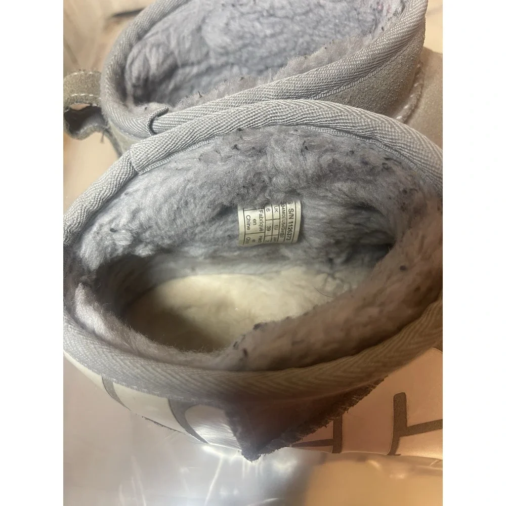Ugg Classic Ultra Mini  Ankle Boot Grey Suede Women's Size 8 Warm, And Comfy